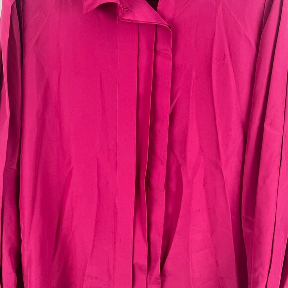 Lady Manhattan Top Blouse Size 10 Purple Long Sleeve Button Down Collared Polyes - Picture 3 of 9